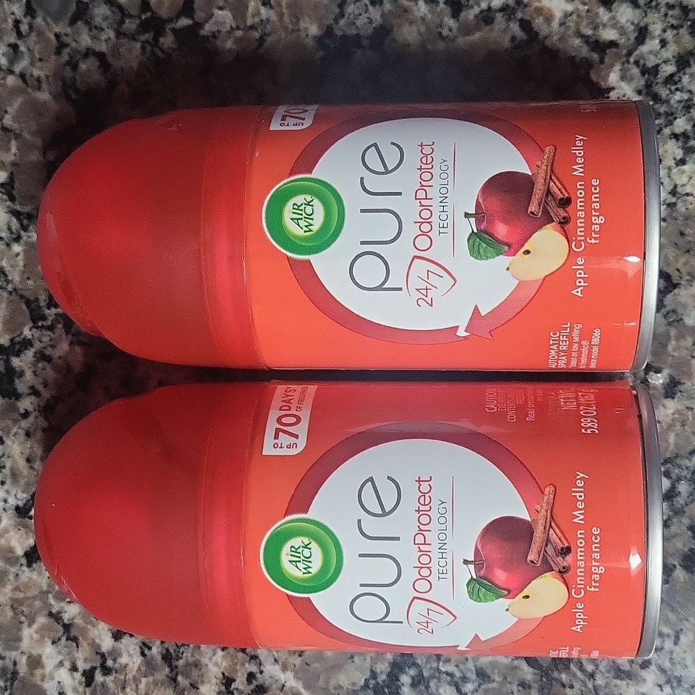 Air wick Pure Apple Cinnamon Medley fragrance lot of 2 each 5.89 fl oz  NEW